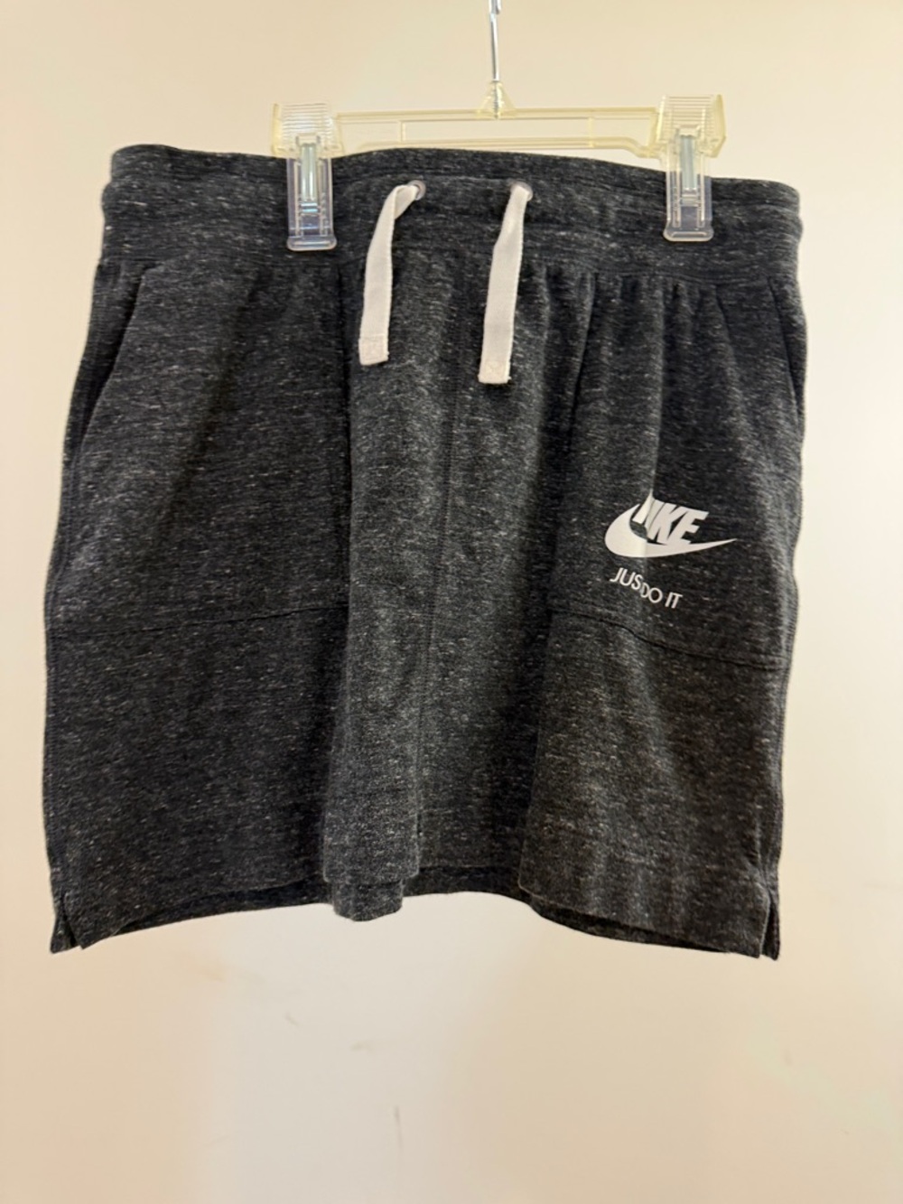 Nike Women’s Charcoal Drawstring Athletic Shorts with White Logo